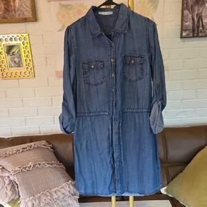 Maurices Blue Long Sleeve Denim Dress